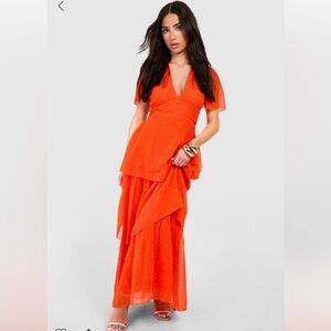 Petite chiffon ruffle dress